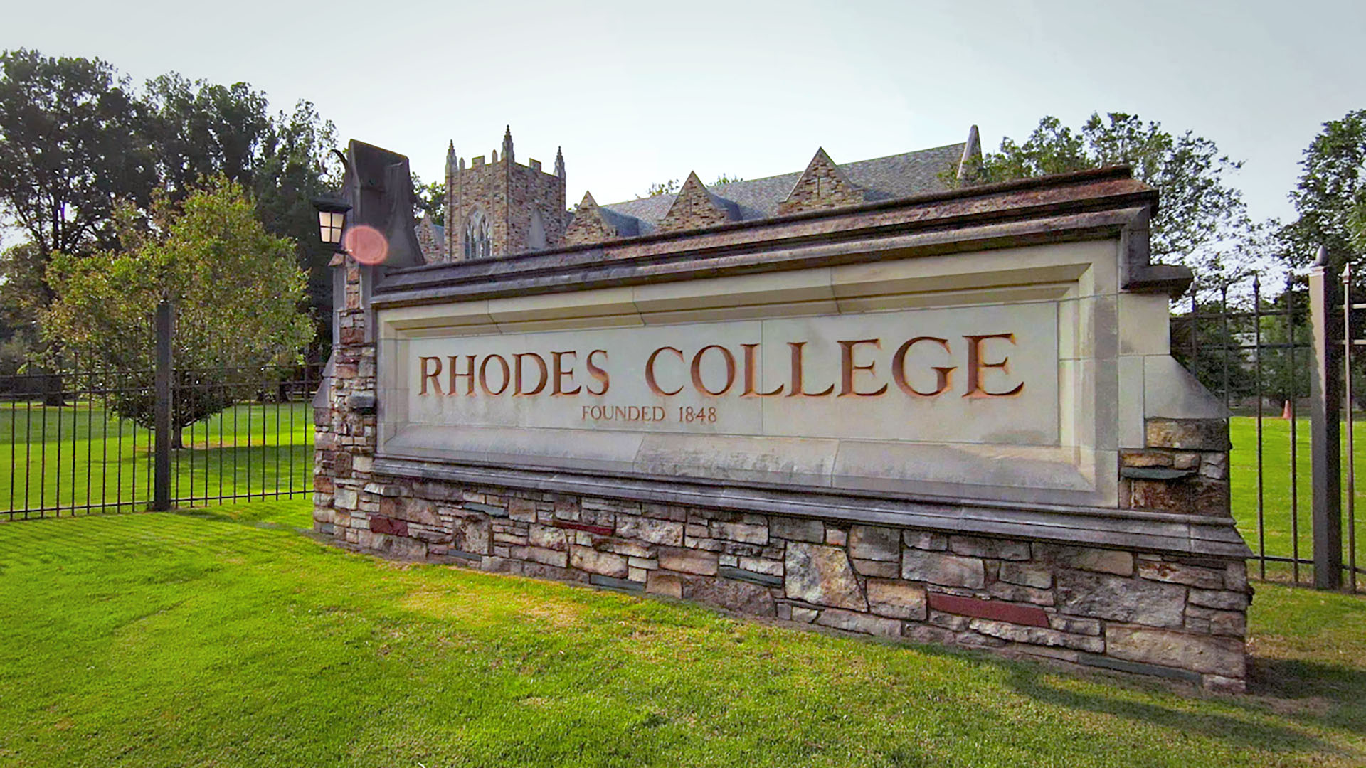 Rhodes College sign