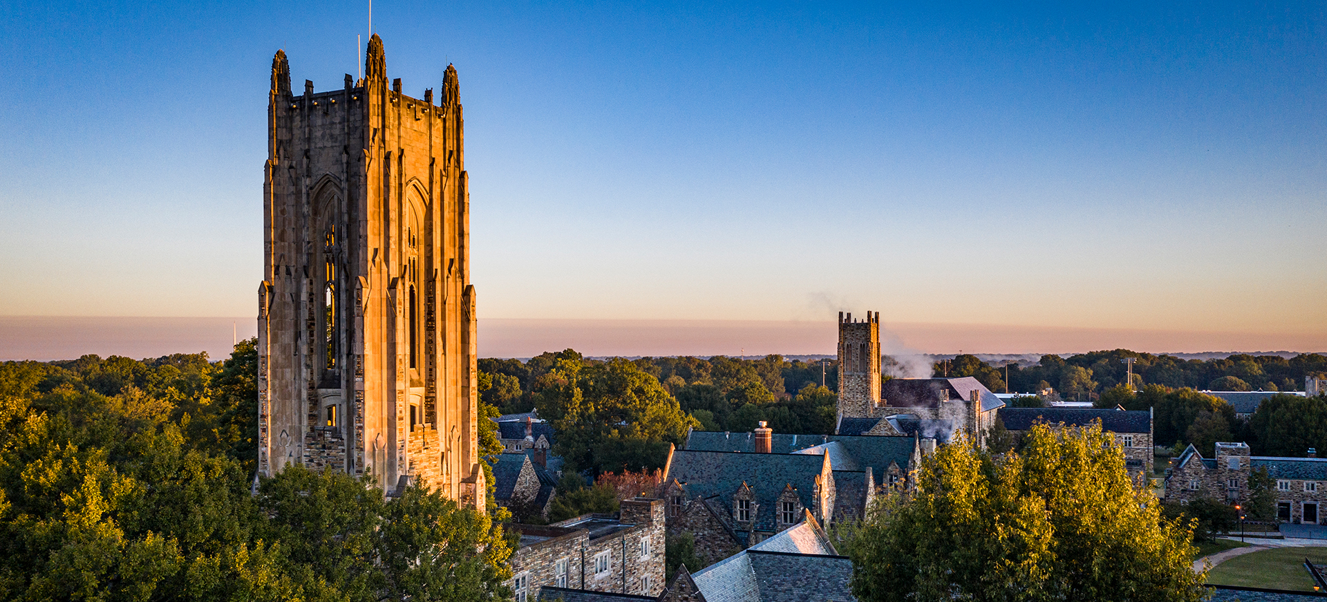 a Gothic tower at sunset