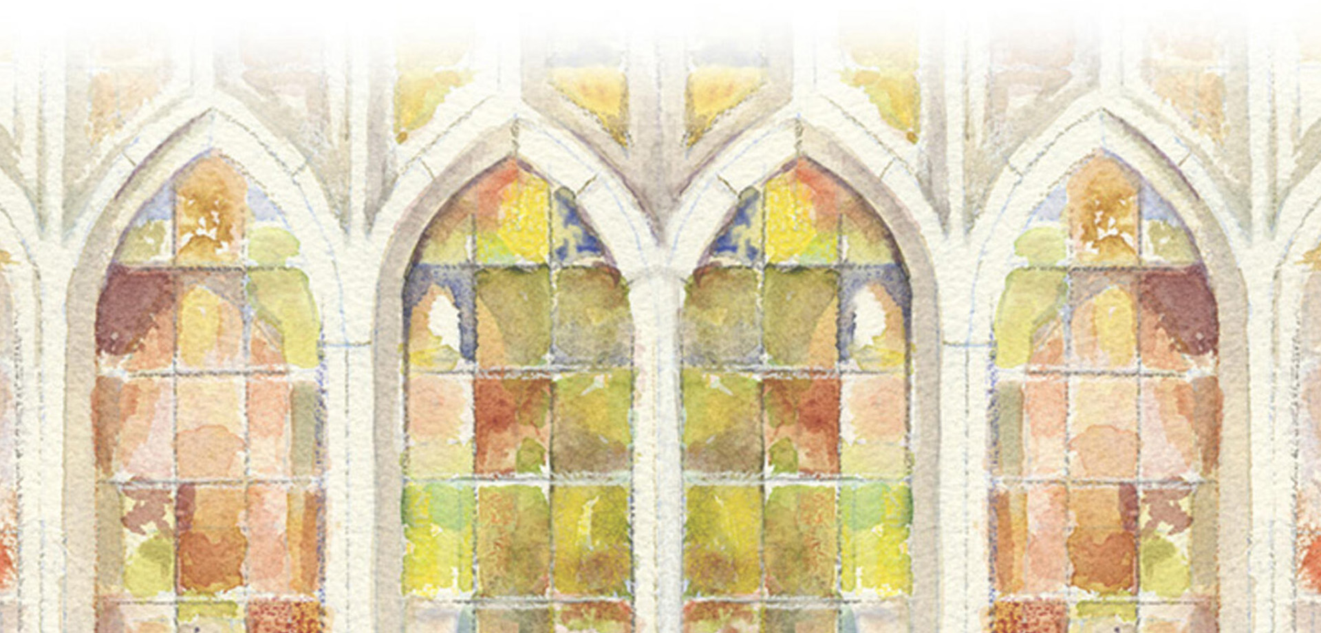 watercolor painting of stained glass windows