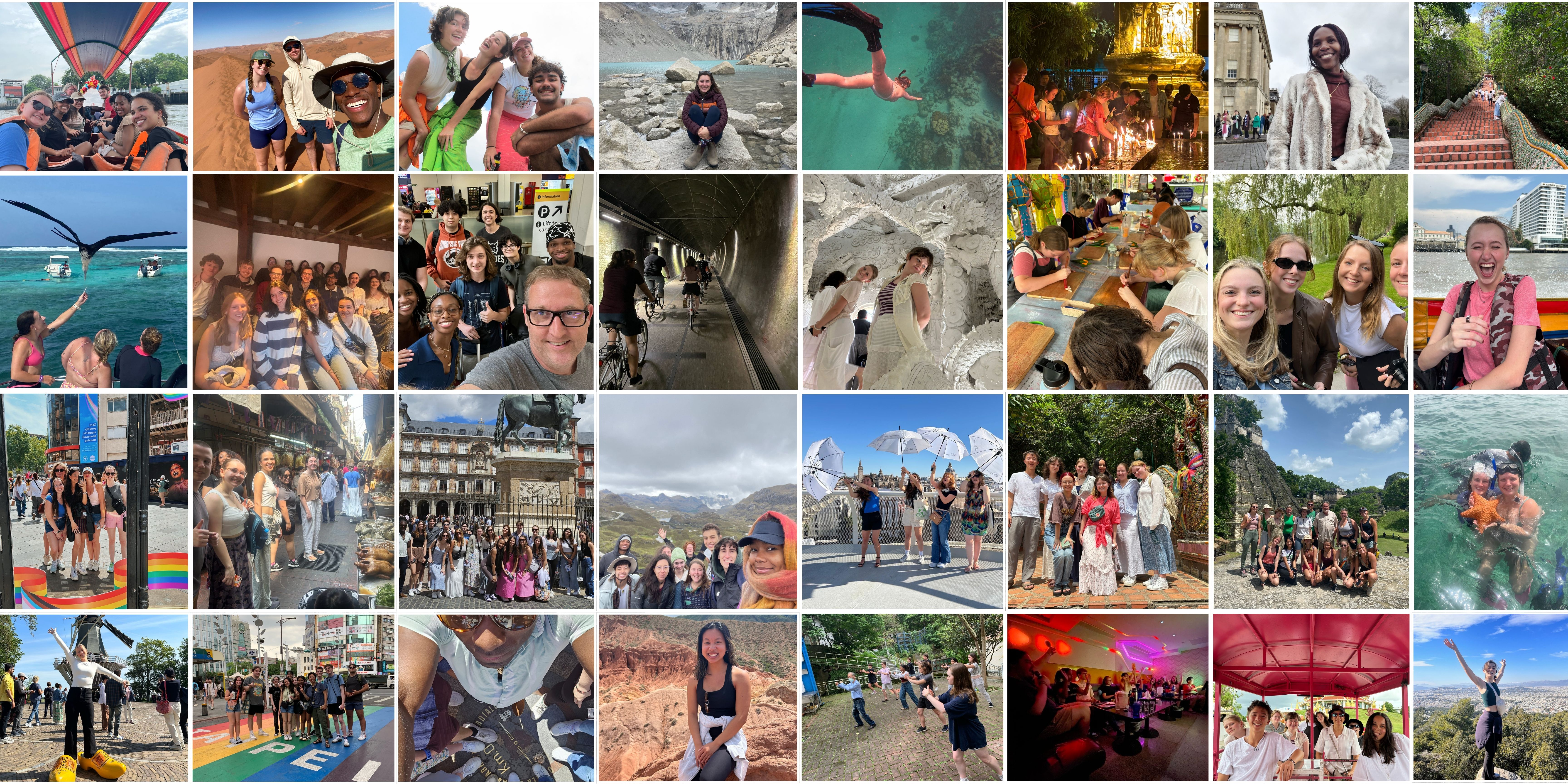 a collage of photos of students abroad