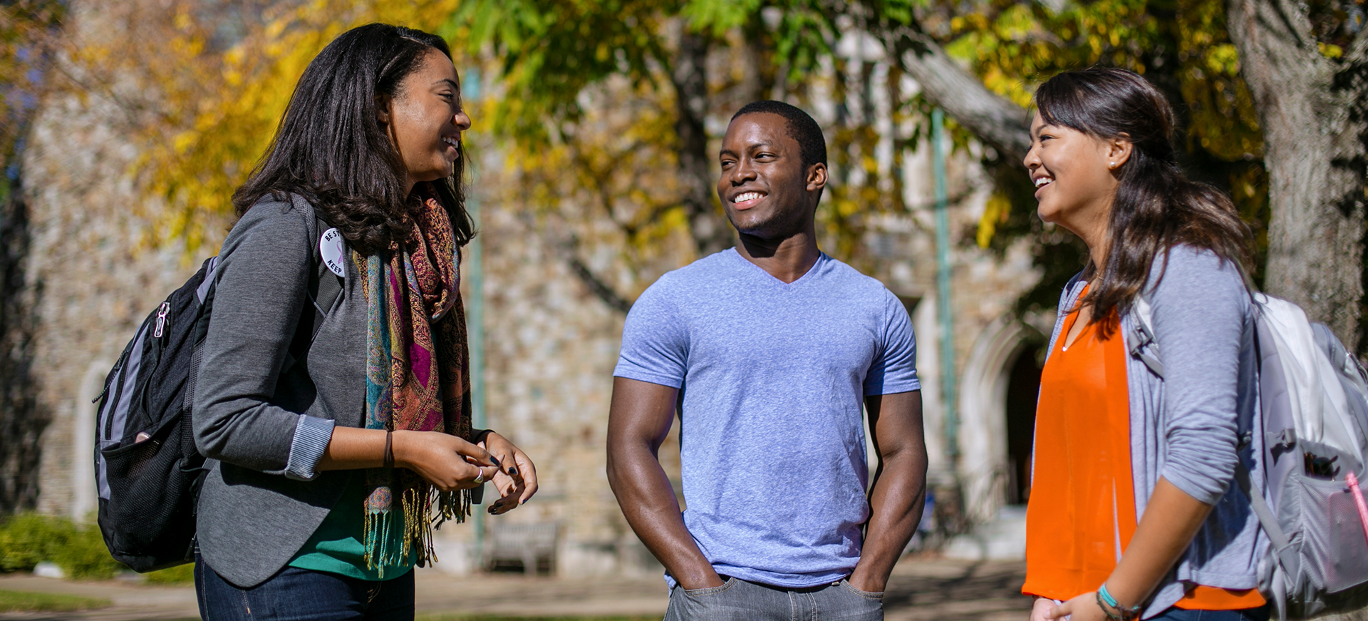 student chat on campus