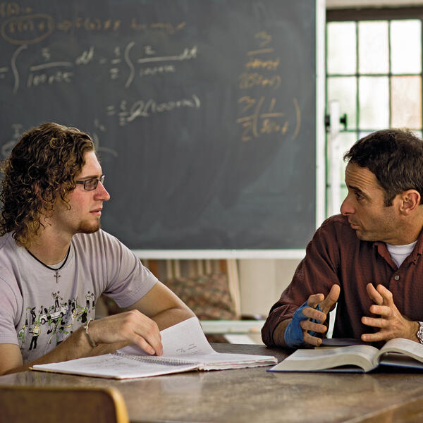 Student and professor speak