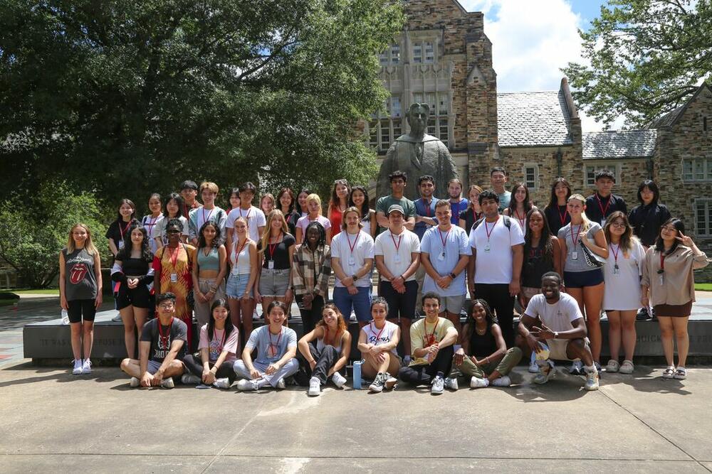 a large group of international students