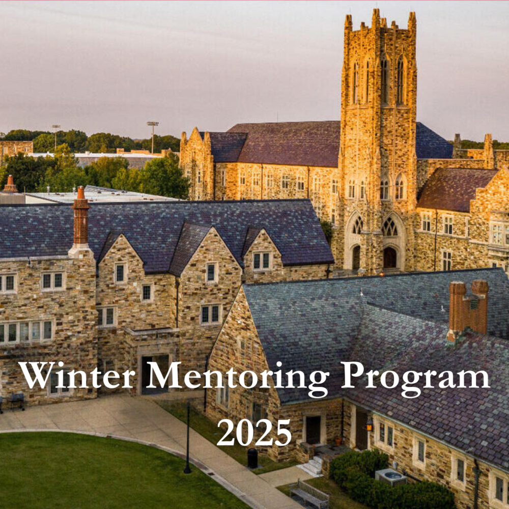 an overhead shot of Collegiate Gothic stone buildings